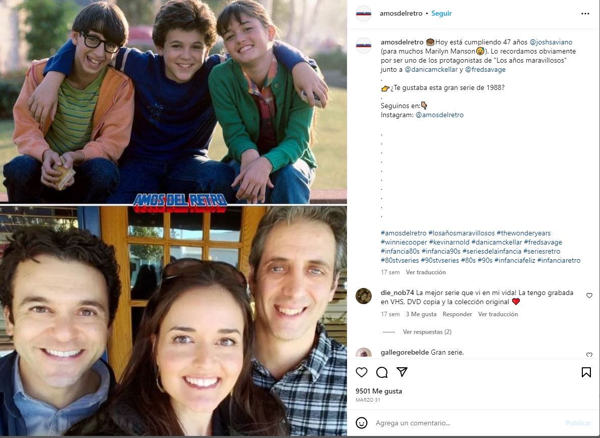 Fred Savage, Danica McKellar y Josh Saviano / Instagram