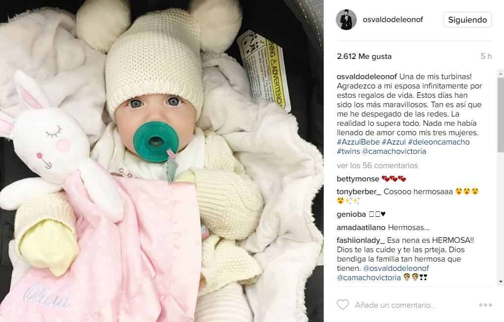 Osvaldo de León presenta a sus gemelas Azzul y Olivia