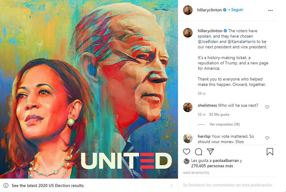 Así se pronunciaron las celebridades por el triunfo de Joe Biden