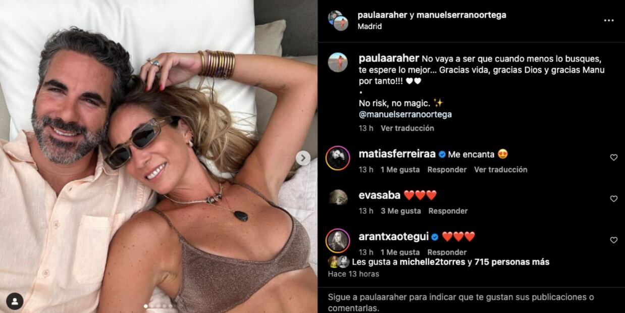 Paula Arango y Manuel Serrano Ortega presumen su amor en España / Foto: Instagram