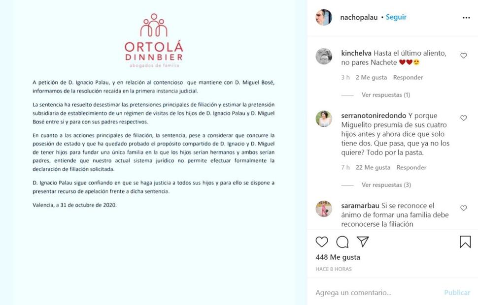 Miguel Bosé gana juicio y no reconocerá a los hijos de Nacho Palau