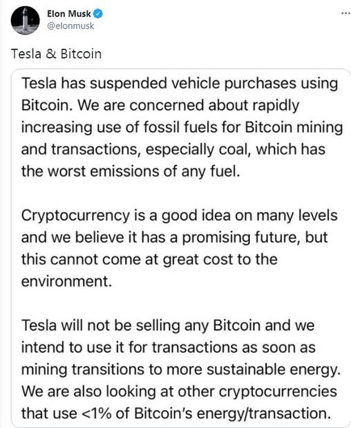 ¡Zaz! Elon Musk anuncia que Tesla dejará de aceptar Bitcoin para comprar sus coches