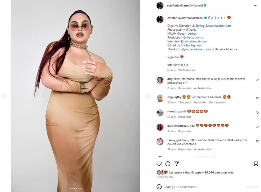 La actriz y modelo Estefanía Villarreal en 2022 / Instagram
