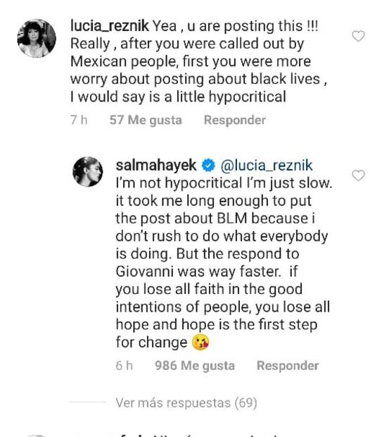 Como pocas veces, Salma Hayek respondió a críticas por pedir justicia para Giovanni López