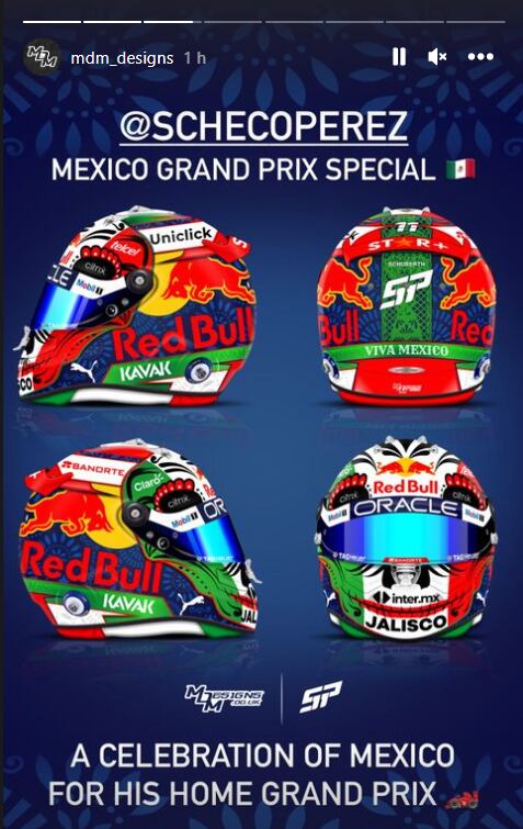 Sergio "Checo" Pérez presenta su casco especial para el Gran Premio de México