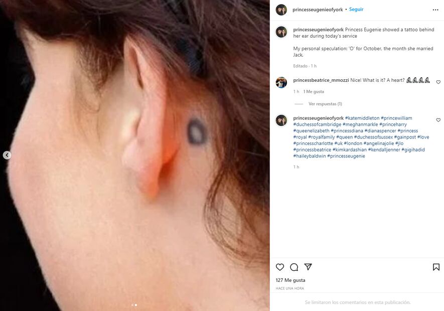 La princesa Eugenia da un paso más y presume su nuevo tatuaje detrás de la oreja