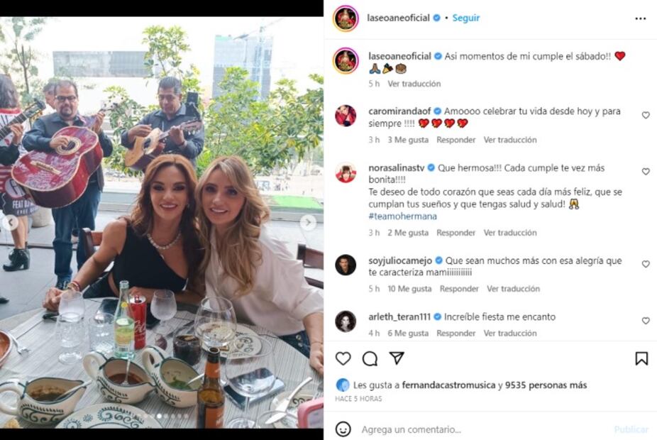Angélica Rivera celebrando el cumpleaños de Mariana Seoane / Instagram: @laseoaneoficial