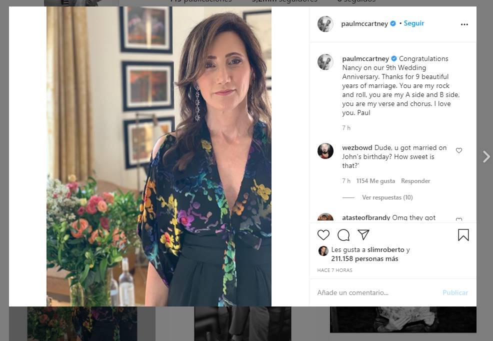 Paul McCartney dedica amoroso mensaje a Nancy Shevell en su 9 aniversario de bodas