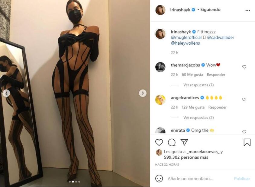 Irina Shayk muestra su piel con un traje de sensuales transparencias