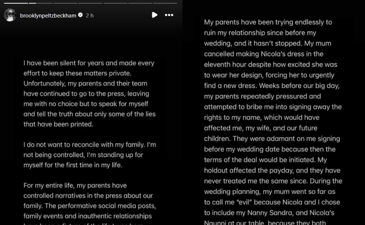 Las contundentes declaraciones de Brooklyn Beckham / Foto: Instagram @brooklynpeltzbeckham