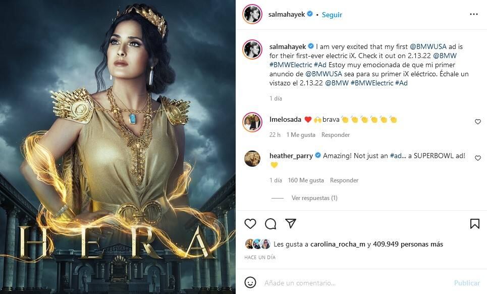 Salma Hayek aparecerá en un comercial estelar del Super Bowl LVI
