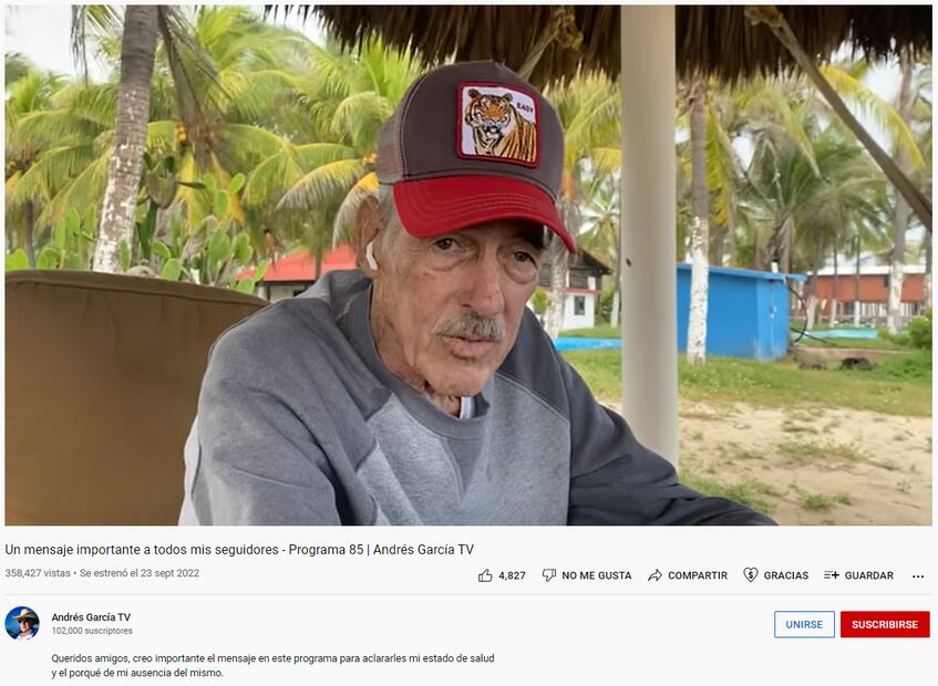 Andrés García habla sobre su delicado estado de salud "Estamos viviendo los últimos días"