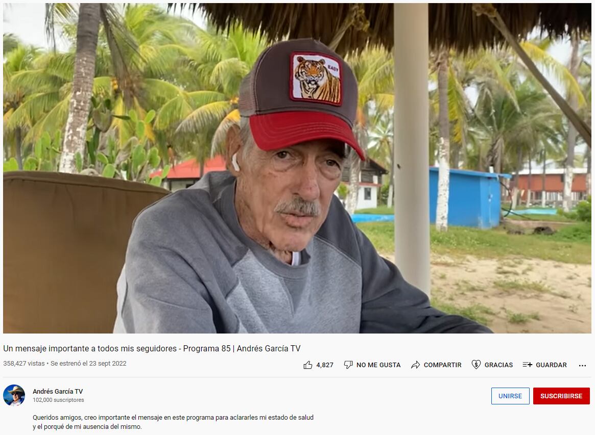Andrés García habla sobre su delicado estado de salud "Estamos viviendo los últimos días"