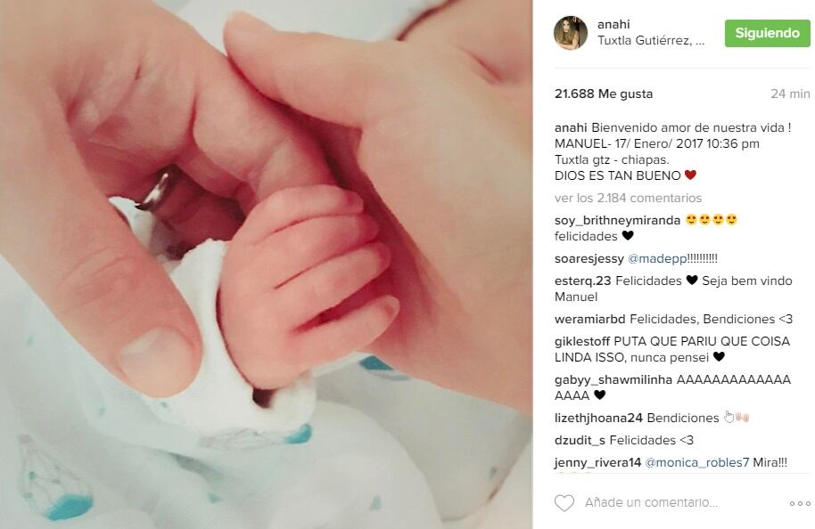 Anahí publica la primera foto de su hijo Manuel Velasco Puente