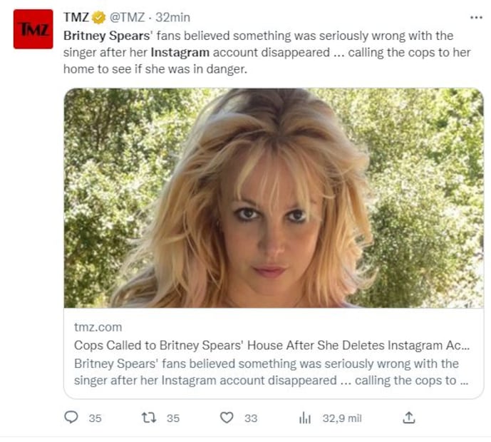 Britney Spears vuelve a eliminar su perfil en Instagram tras cambiarse el nombre y mostrar un tatuaje