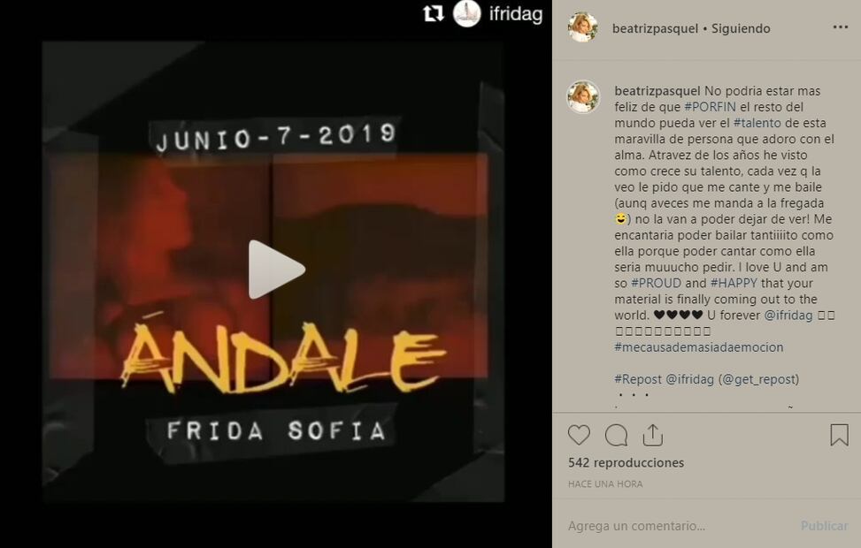 El amoroso mensaje de Beatriz Pasquel, esposa de Pablo Moctezuma, a Frida Sofía 