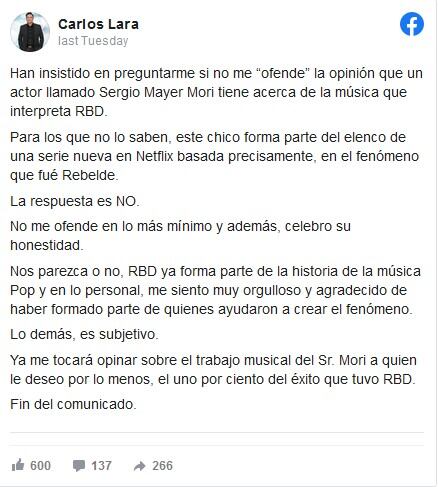 Productor de RBD le responde a Sergio Mayer Mori por criticar a la banda