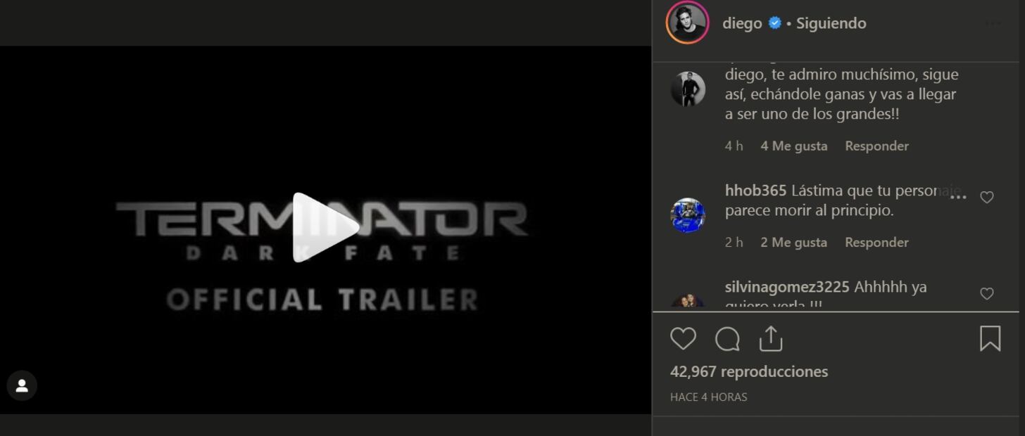 Diego Boneta se enfrenta a las críticas por tráiler de Terminator Dark Fate