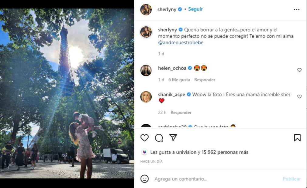 Sherlyn recorre París con su hijo André y su nuevo novio que es político