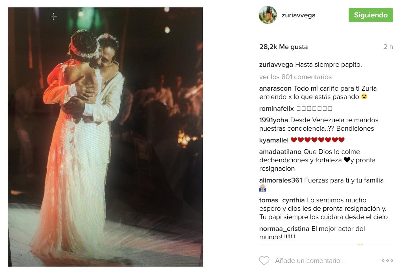 Así despidió Zuria Vega a su papá Gonzalo Vega