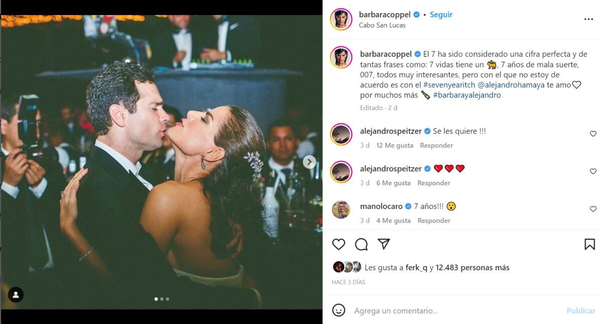 Bárbara Coppel y Alejandro Hank celebran su 7 aniversario de bodas