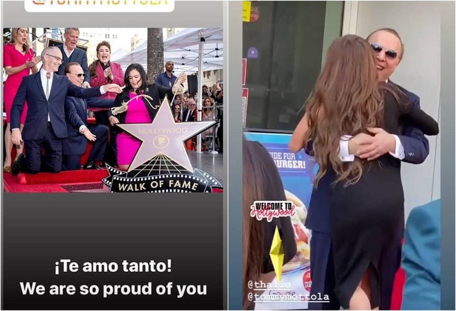 Thalía y sus hijos celebran a Tommy Mottola en la develación de su estrella en Hollywood