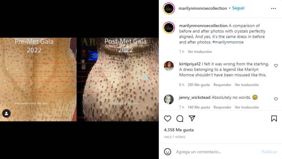 Kim Kardashian: Las fotos del daño que le hizo al vestido de Marilyn Monroe