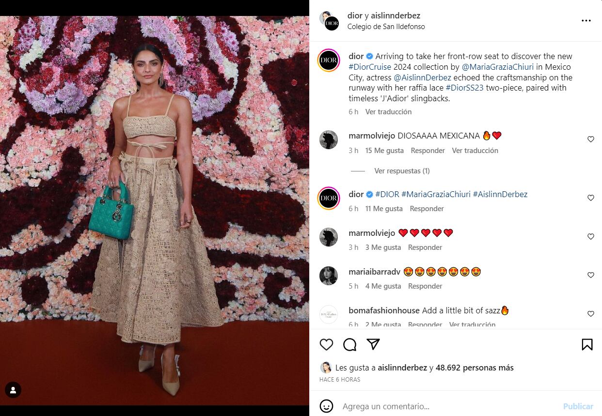 Aislinn Derbez en el desfile de la colección 'Crucero 2024' de Dior / Instagram
