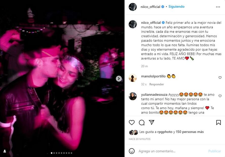 NIICO cumple su primer aniversario de novio con Yulianna de Souza