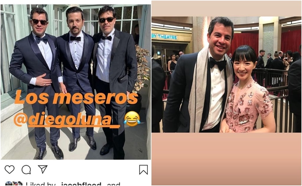 Eugenio López, presidente de Fundación Jumex, y Rodrigo Peñafiel se divierten en el Oscar