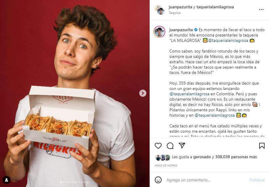 Critican a Juanpa Zurita por vender tacos a 45 pesos