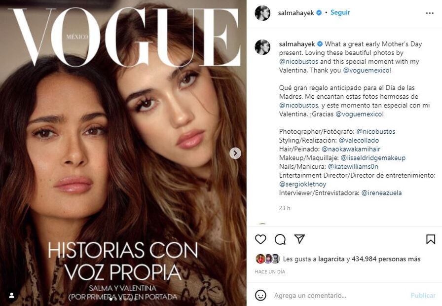 Salma Hayek dice que su hija Valentina le roba la ropa de su clóset