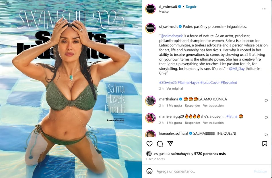 Salma Hayek en la revista 'Sports Illustrated Swimsuit' / Fotos: Instagram