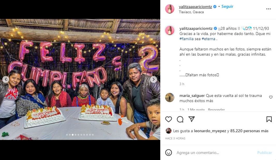 Yalitza Aparicio cumple 28 años y comparte conmovedoras fotos con su familia