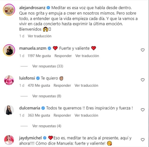 Los comentarios de Manuela Sanz y Jaydy Michel en la reciente publicación del cantante / Instagram