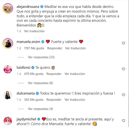 Los comentarios de Manuela Sanz y Jaydy Michel en la reciente publicación del cantante / Instagram