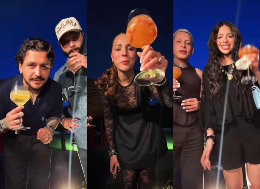 Christian Nodal, Leonardo y Ángela en el cumpleaños de Aneliz Aguilar / Foto: Instagram