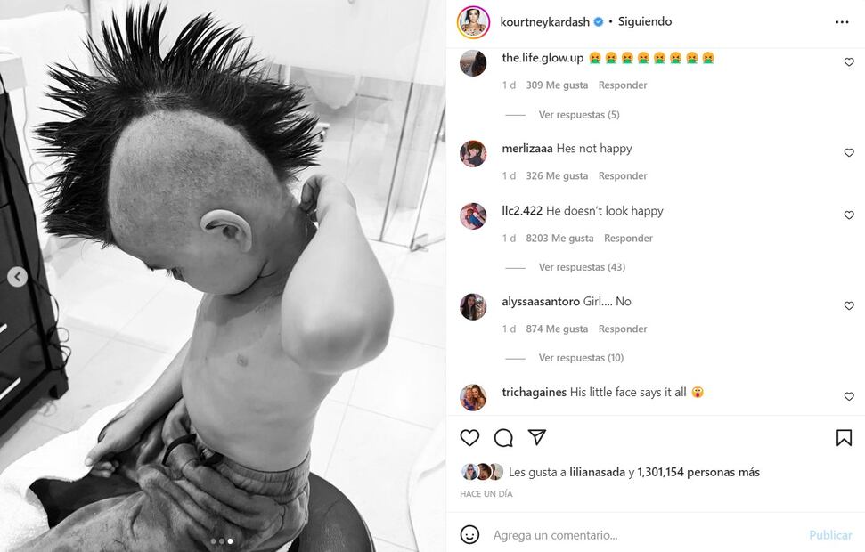 Tunden a Kourtney Kardashian por cortar el pelo de su hijo estilo mohawk