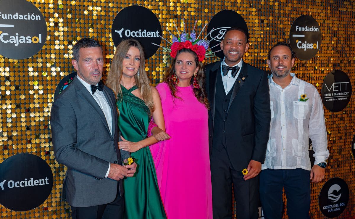 Antonio Banderas, Nicole Kimpel, Sandra García-Sanjuan, Will Smith e Ignacio Maluquer el 15 aniversario de la Gala Starlite / Foto: Cortesía