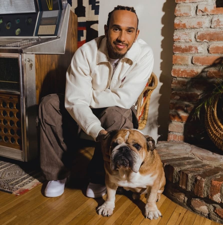 Lewis Hamilton y Roscoe, su perrito bulldog / Foto: Instagram