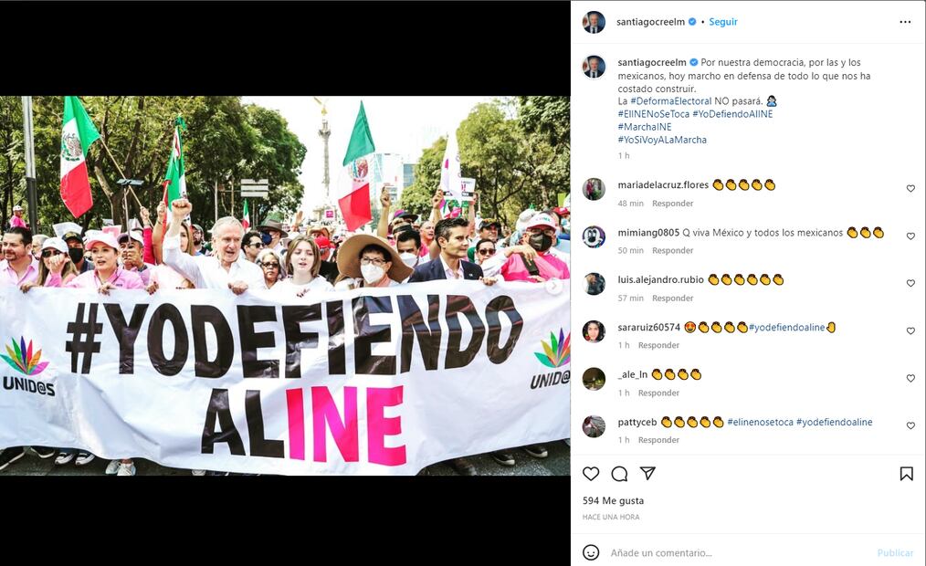 Constanza, hija de Edith González, se une a su papá Santiago Creel en marcha ciudadana