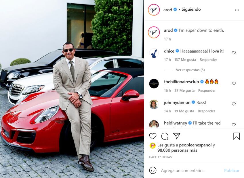 No worries! Alex Rodriguez presume foto con el Porsche que le regaló a Jennifer Lopez