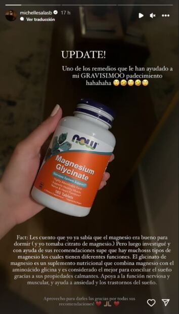 La solución al insomnio de Michelle Salas / Instagram