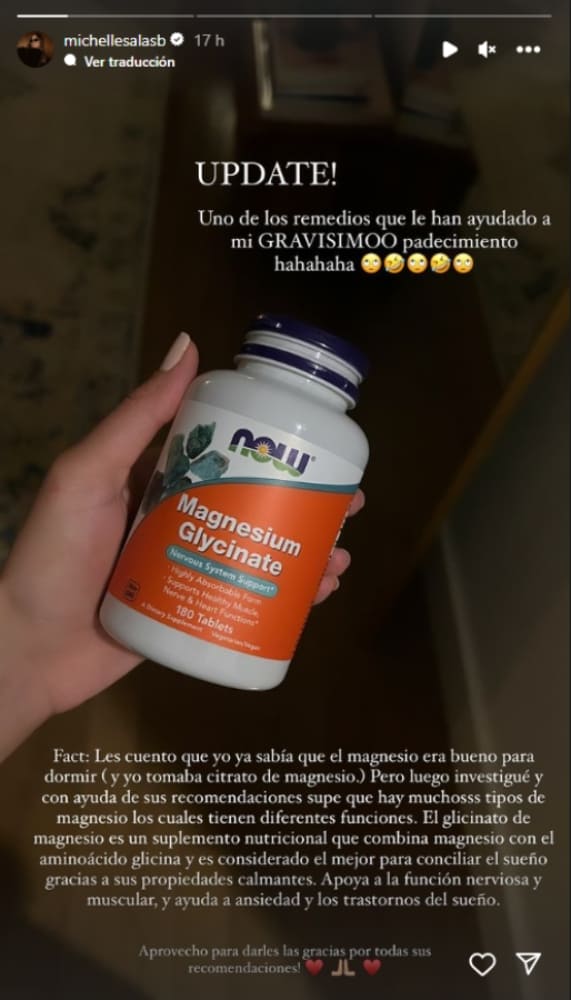 La solución al insomnio de Michelle Salas / Instagram