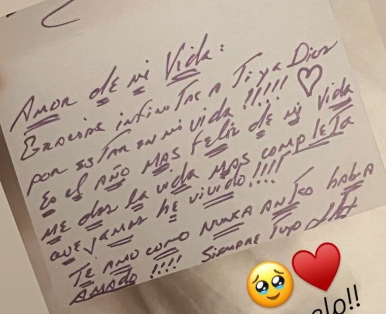 La romántica carta de amor que Alejandro Baillères dedicó a Tania Ruiz / Foto: Instagram @taniaruize