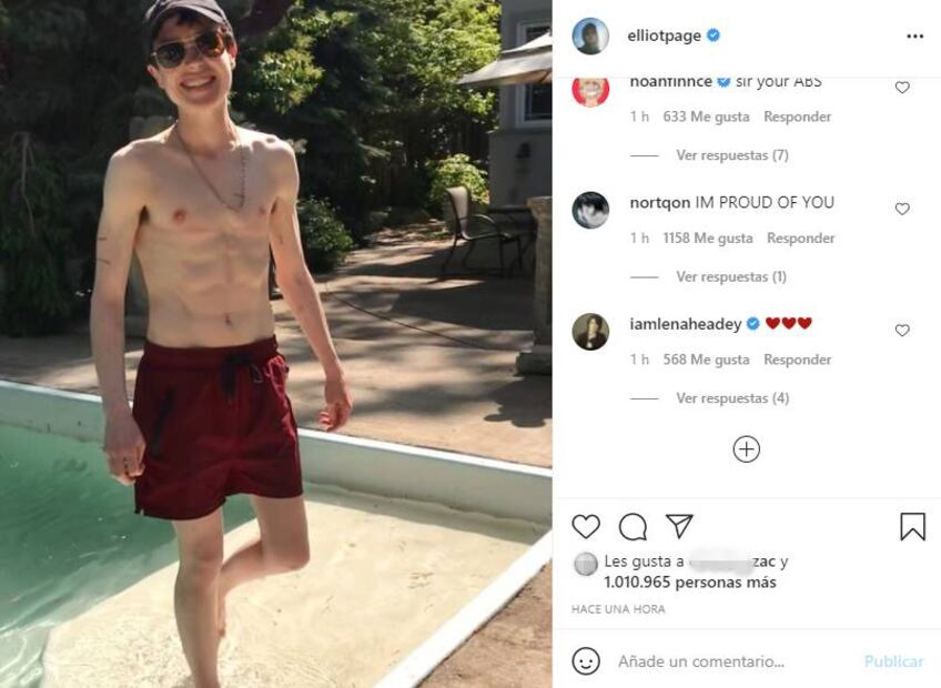 Elliot Page presume su abdomen en su primera foto en traje de baño sin top