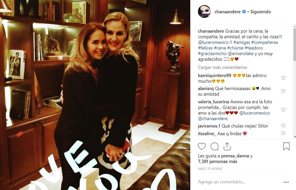 Chantal Andere y Lucero dan otra prueba de su gran amistad