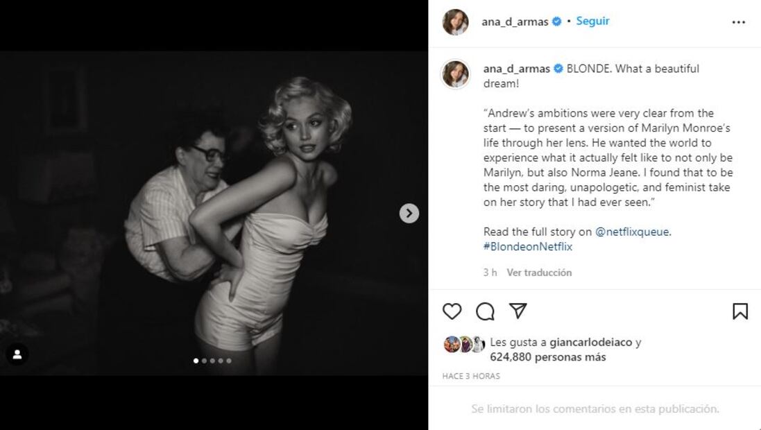Así luce Ana de Armas como Marilyn Monroe