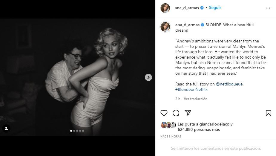 Así luce Ana de Armas como Marilyn Monroe