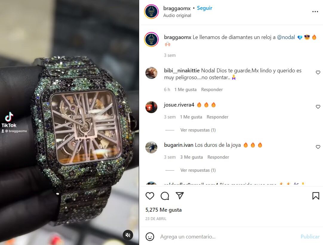 Christian Nodal luce un reloj y lentes de Cartier cubiertos de diamantes